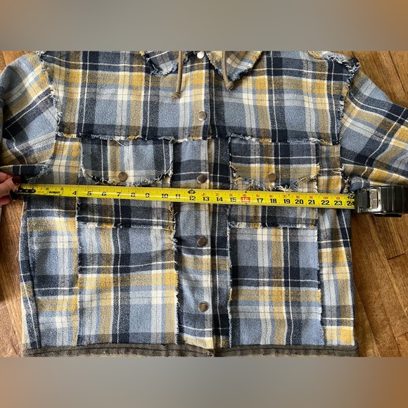 POL Cornflower Blue Plaid Shacket
With Grey Hoodie - Picture 7 of 7